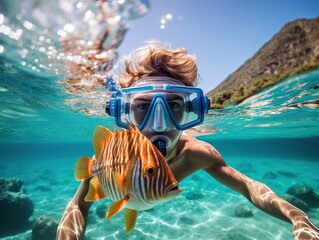 with mask snorkeling