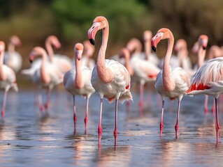 Greater flamingos - obrazy, fototapety, plakaty