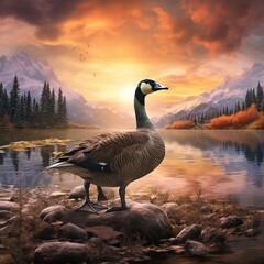 Canada goose, Branta canadensis - obrazy, fototapety, plakaty