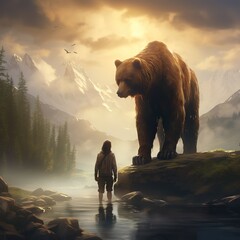 Brown bear, ursus arctos - obrazy, fototapety, plakaty