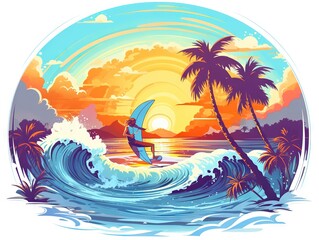 Fototapeta na wymiar Surfingn this summer. Enjoy it