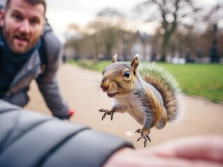 Squirrel runs to keep away from