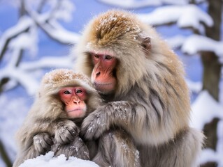 Snow Monkeys grooming