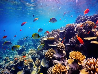 Coral and fish in the Red Sea. Egypt, Africa.