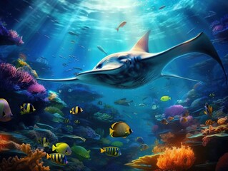 Underwater world - obrazy, fototapety, plakaty