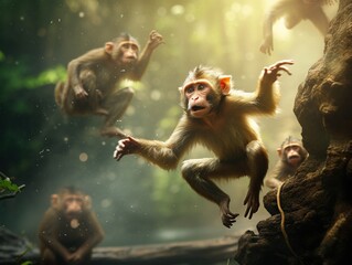 Macaque in motion - obrazy, fototapety, plakaty