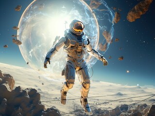 Fototapeta premium Exploration A futuristic astronauts of the galaxy concept