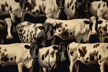 continuous bovine pattern. Generative AI - obrazy, fototapety, plakaty