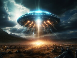 Alien ufo abduction - obrazy, fototapety, plakaty