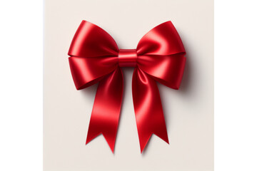 Realistic Red Satin Ribbon Bow with Shadow and Horizontal Ribbon: Ideal for Enhancing Wedding Invitations, Greeting Cards, or Gift Boxes