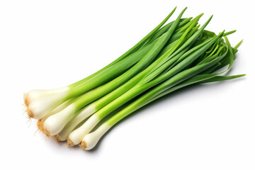 Green chives isolated on white background.generative ai
