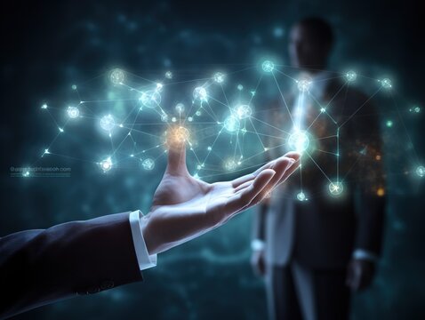 Hand carrying icon network - HR HRM MLM teamwork and leadership concept