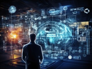 Smart Industry 4.0 Modern innovation manufacturing technology concept on screen