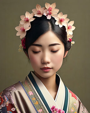 
YOUNG JAPANESE GIRL IN KIMONO, TRADITIONAL