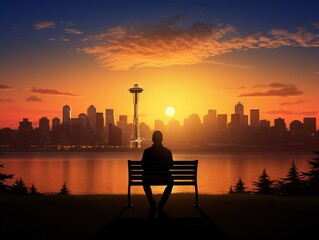 Watching sunrise over Seattle