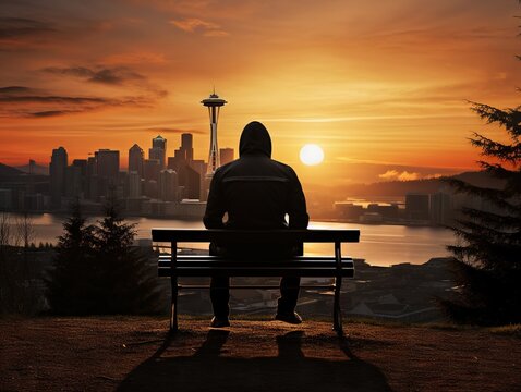 Watching sunrise over Seattle