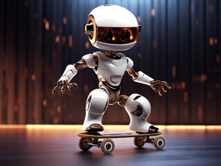Fototapeta premium Robot with skateboard