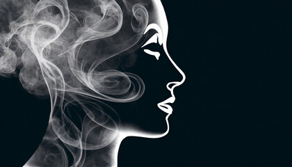 A face silhouette created with smoke on a dark background