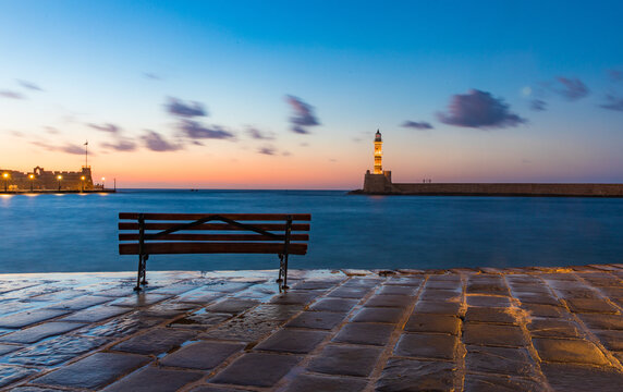 Lighthouse of chania at night