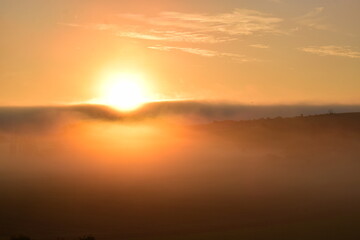 morning fog at sunset time in the Eifel