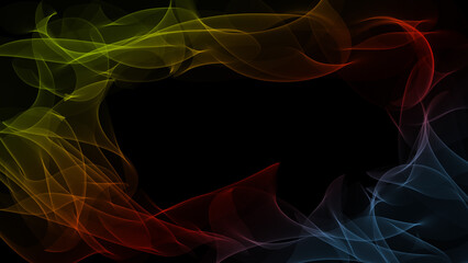 Dark abstract background with a glowing abstract waves, abstract background.