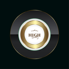 A Circle Luxury button design, in gold and premium Abstract button concept on black background. Vector vintage frames design