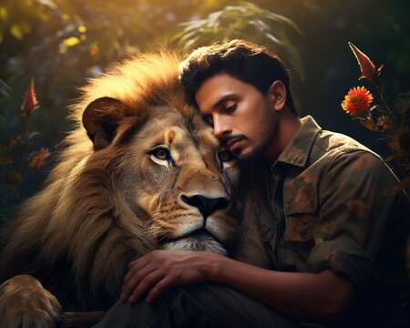 Lion Zookeeper nurturing endangered species