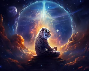Fotobehang Tiger Deep space philosopher contemplating cosmic existence © Nipon