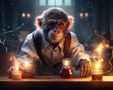 Monkey Scientist conducting groundbreaking research