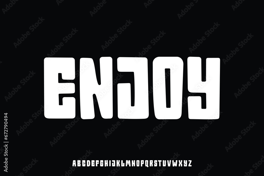 Poster unique decorative playful alphabet display font vector. rounded funky retro typography style