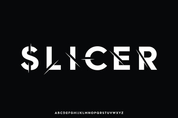 Modern abstract decorative slicer alphabet display font vector illustration