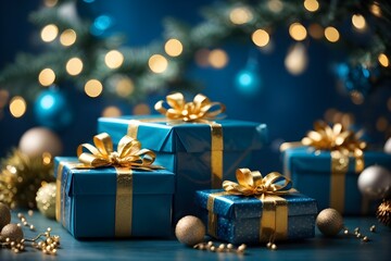 Christmas tree with gifts. Generative AI.