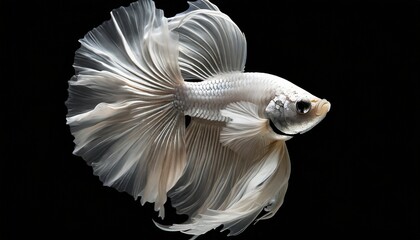 Capture the moving moment of a copper siamese fighting fish isolated on black background