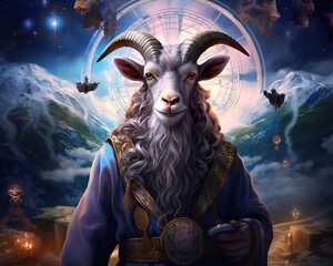 Goat Parallel universe cartographer exploring alternate dimensions