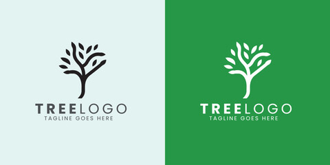 Tree Icon Logo Design, Nature trees vector illustration logo design.