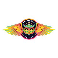 Owl illustration vector colorful logo 