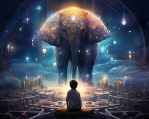 Elephant Cosmic cartographer mapping the cosmos of emotions