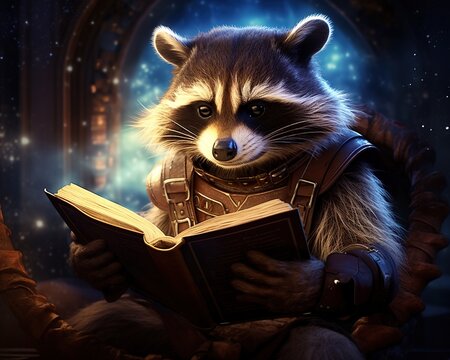 raccoon Galactic historian chronicling the rise and fall of star empires