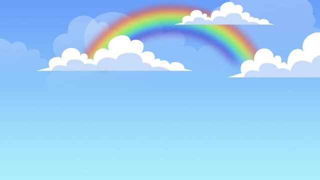 Animated cartoon rainbow on a sunny day, 4k animated video background