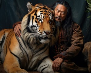 Tiger Wildlife rehabilitator caring for injured animals