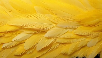 Detailed digital art of intricate yellow feather texture background with large bird feathers