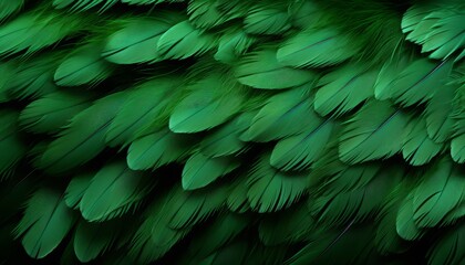 Vibrant green feathers texture background detailed digital art of exquisitely large bird feathers