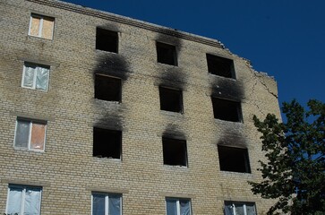 Destroyed houses in Ukraine