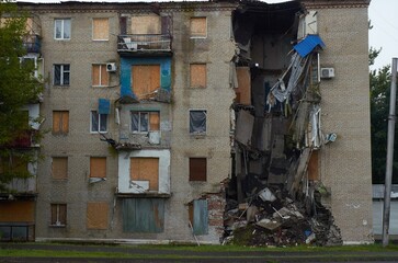 Destroyed houses in Ukraine