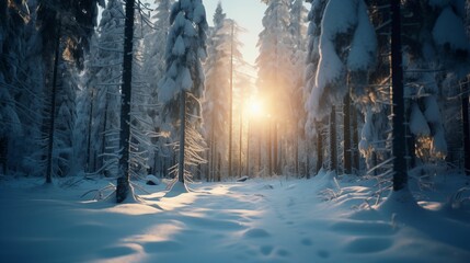 Image of snowy dense forest.