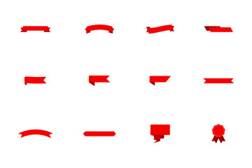  Red ribbons vector set .