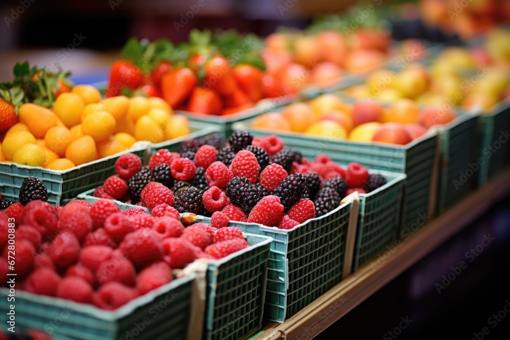Aufkleber a collection of baskets filled with a variety of fresh and colorful fruits. perfect for healthy eati