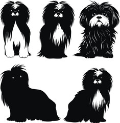 silhouette character shih tzu dog,cute logo.