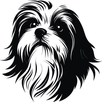 silhouette character shih tzu dog,cute logo.