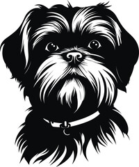 silhouette character shih tzu dog,cute logo.